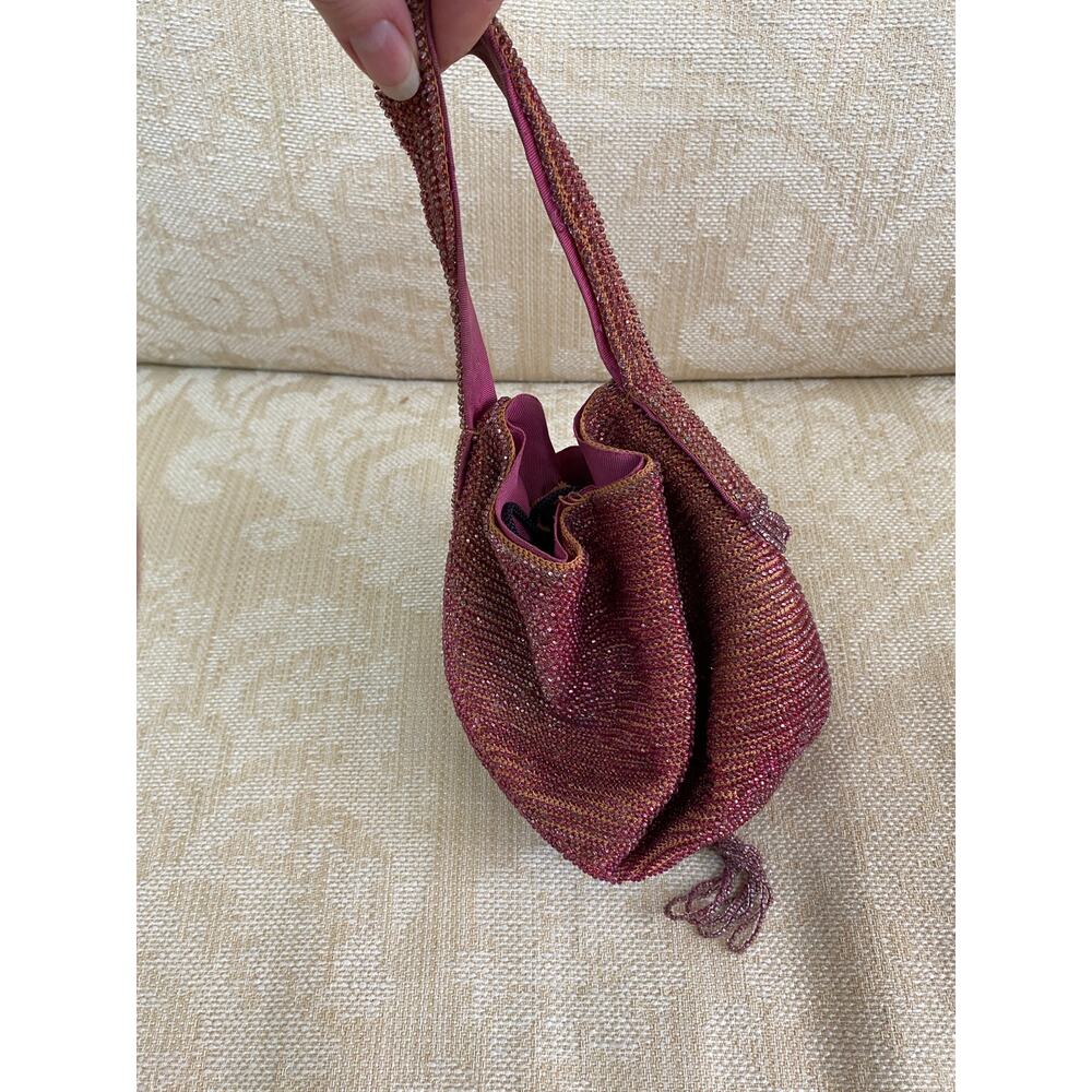 Vintage 1930s pink beaded handbag flopper style 1920s purse cocktail formal prom - Picture 6 of 9